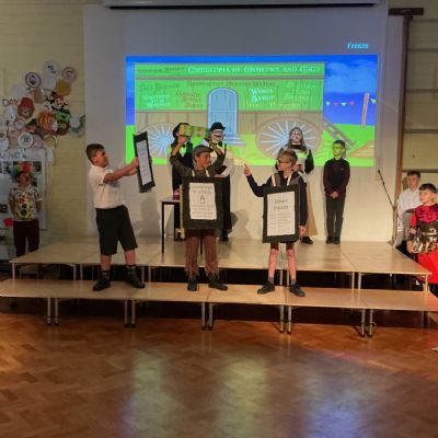 Children rehearsing for their play